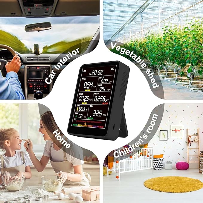 Professional Indoor Air Quality Monitor with AQI Beep Alarms, Portable Real-Time Detector for Home Cars Plants and Pets - Image 8