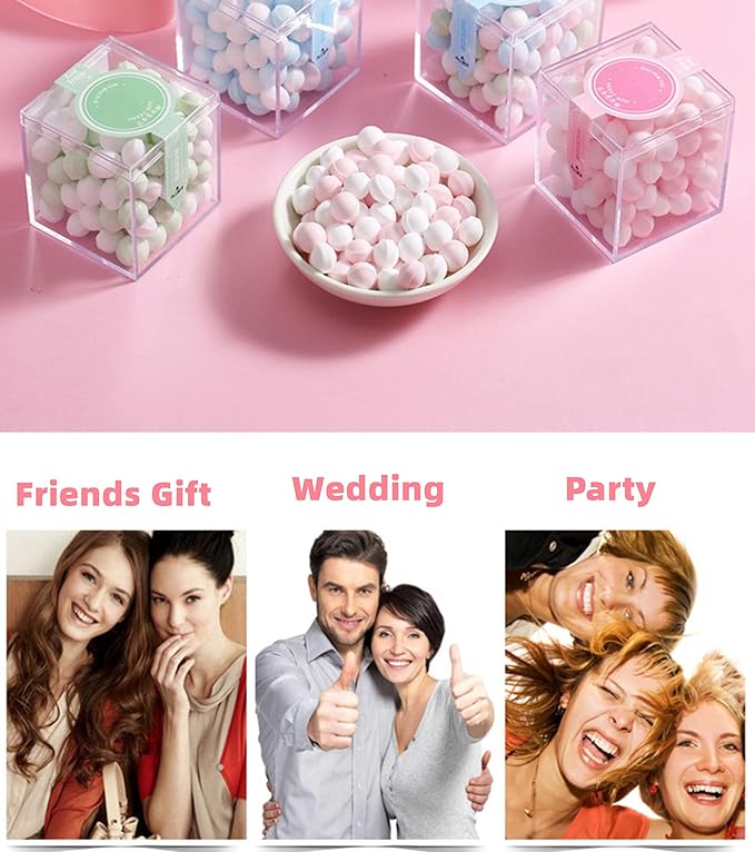 Acrylic box with Lid 4 Pack Small Clear Acrylic Square Cube Plastic Storage Box 1.77x1.77x1.77Inch/45X45X45mm for Birthday Valentine's Day Party Favor Acrylic Candy Jewelry Box - Image 4
