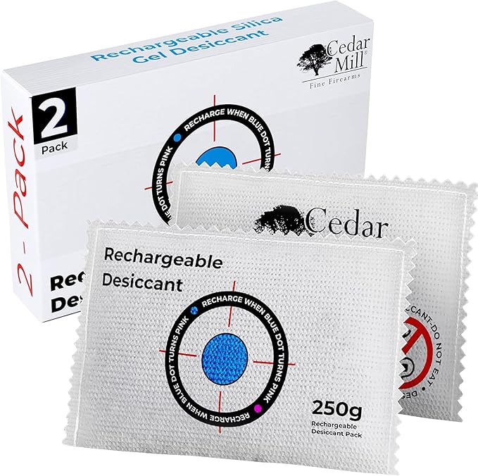Rechargeable Desiccant Pack – Reusable Moisture Absorber for Gun Safes, Gun Cases, Closet, Car, RV & Storage | Portable Silica Gel Dehumidifier Bags for Humidity & Odor Control by CedarMillFineFirearms