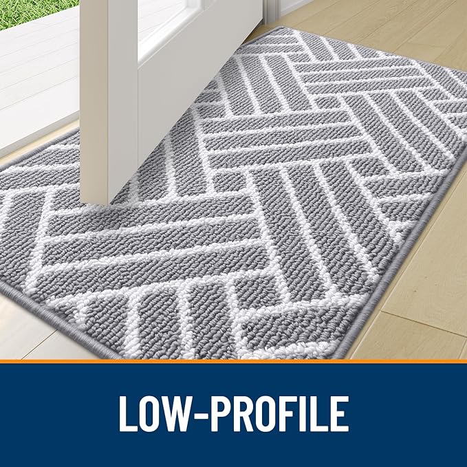 OLANLY Indoor Door Mat, 32x20 Inch, Dirt Resistant and Absorbent, Non-Slip Rubber Backing Floor Mats, Easy Clean Low-Profile Doormat for Entryway, Front Door, and Inside Entrance, Light Grey - Image 4