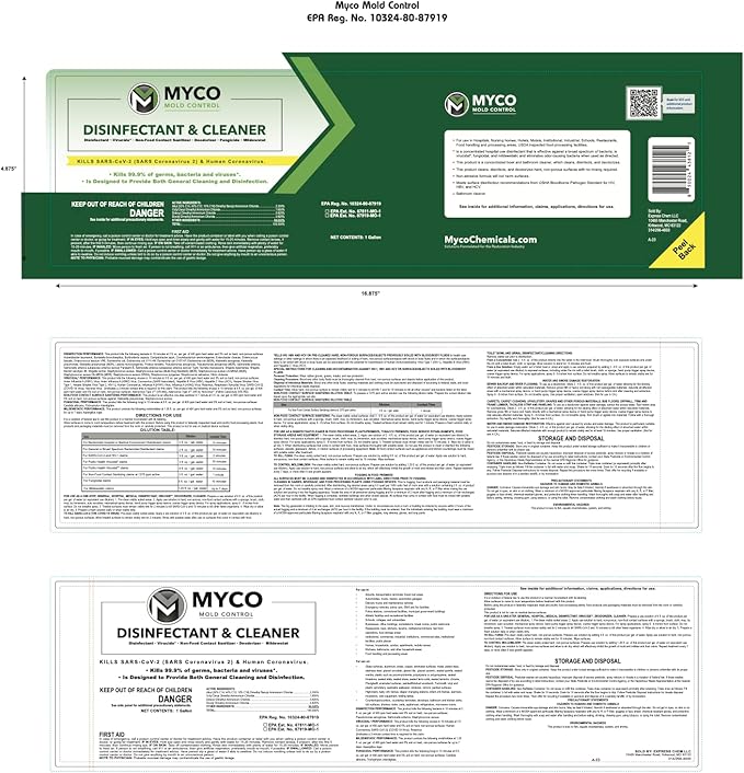 Myco Mold Control Concentrate – EPA-Registered Hospital Grade Disinfectant & Cleaner, Quat Formula for Mold Remediation & Bacteria Control, Commercial & Residential Use, 1 Gallon - Image 9