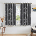 NICETOWN Grey Patterned Blackout 54 inch Long Curtain for Cafe, 66 x 54 inch, Short Thermal Insulated Wave Line Foil Print Design Drapes for Cloest and RV, 2 Panels by NICETOWN