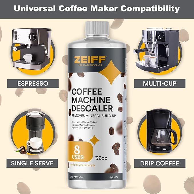 Coffee Machine Descaler - 32oz (8 Uses) - Compatible with Nespresso, Breville, Delonghi, Keurig Descaling Solution for Coffee Maker Cleaner and Descaler - Coffee and Espresso Machine Descaler - Image 5