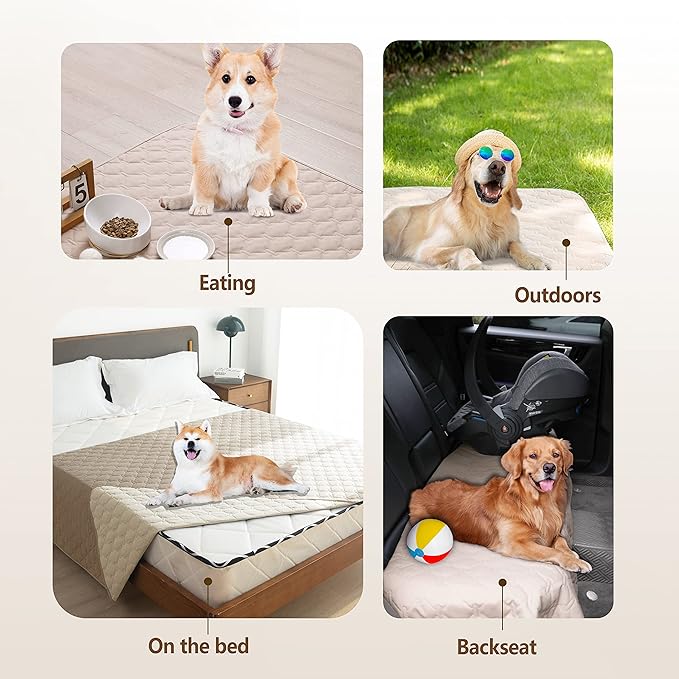 gogobunny 100% Double-Sided Waterproof Dog Bed Cover Pet Blanket Sofa Couch Furniture Protector for Puppy Large Dog Cat, Reversible (30x90 Inch (Pack of 1), Dark Beige/Light Beige) - Image 4