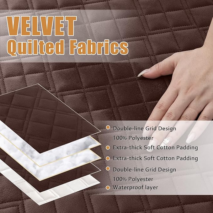 Arfntevss Waterproof Sectional Couch Covers L Shape Washable Velvet Sofa Cover for Sectional Non Slip Large Corner Slipcovers Dog 6 Pcs Universal U Shaped Furniture Protector (Dark Brown, X-Large) - Image 3