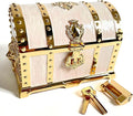 Large Double-layer Retro Metal Jewelry Chest, Pirate-style Lion Head Relief Treasure Box With Lock Women's Jewelry Storage (Oil Painting White Golden) by Unknown