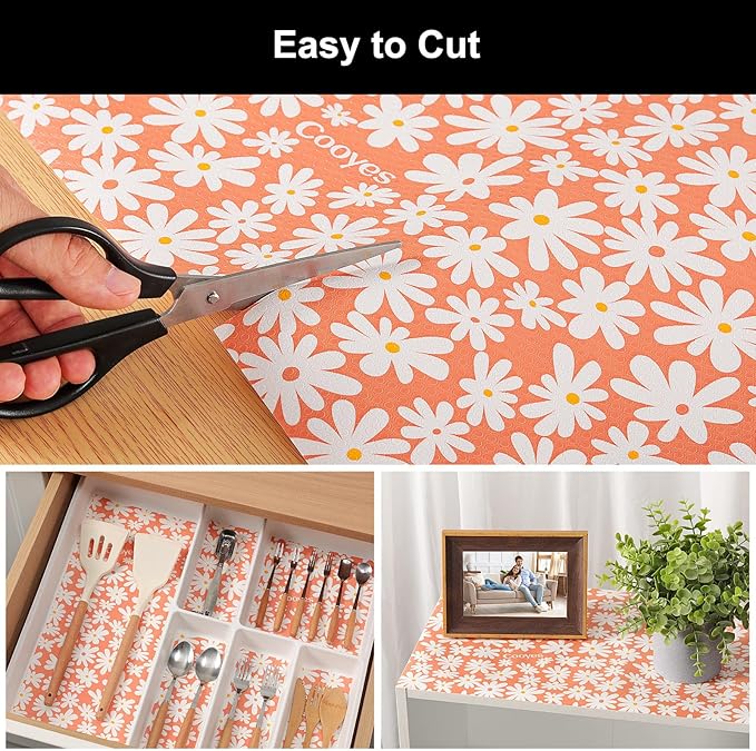 Cooyes Shelf Liner – Premium Non-Adhesive Cabinet & Drawer Liner for Kitchen – Waterproof Shelf Paper with Modern Pattern – Durable EVA Cabinet Mat – Easy to Cut （12" W x 120" L） - Image 7