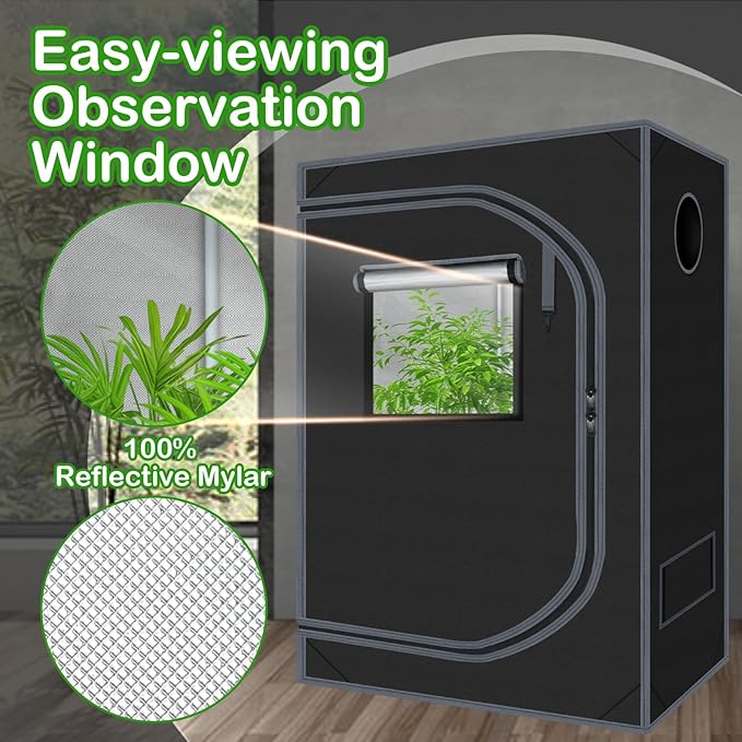 4x2 Grow Tent Plant Tent Dark Room, 600D Mylar Hydroponic 48"x24"x60" Grow Tent with Removable Floor Tray for Indoor Plant Growing - Image 4