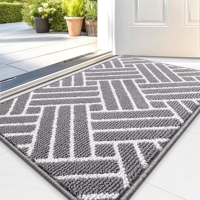 OLANLY Indoor Door Mat, 36x24 Inch, Dirt Resistant and Absorbent, Non-Slip Rubber Backing Floor Mats, Easy Clean Low-Profile Doormat for Entryway, Front Door, and Inside Entrance, Grey by OLANLY