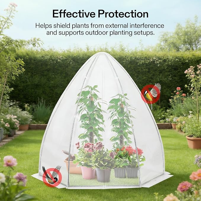 VIVOSUN Portable Mini Greenhouse 72x63x63-Inch Tent-Style Greenhouse, PE Cover with Roll-up Zipper Door and Window, for Indoor Outdoor or Garden Plant Growing, White - Image 4