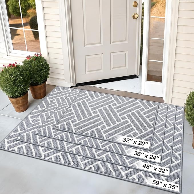 OLANLY Indoor Door Mat, 32x20 Inch, Dirt Resistant and Absorbent, Non-Slip Rubber Backing Floor Mats, Easy Clean Low-Profile Doormat for Entryway, Front Door, and Inside Entrance, Light Grey - Image 7