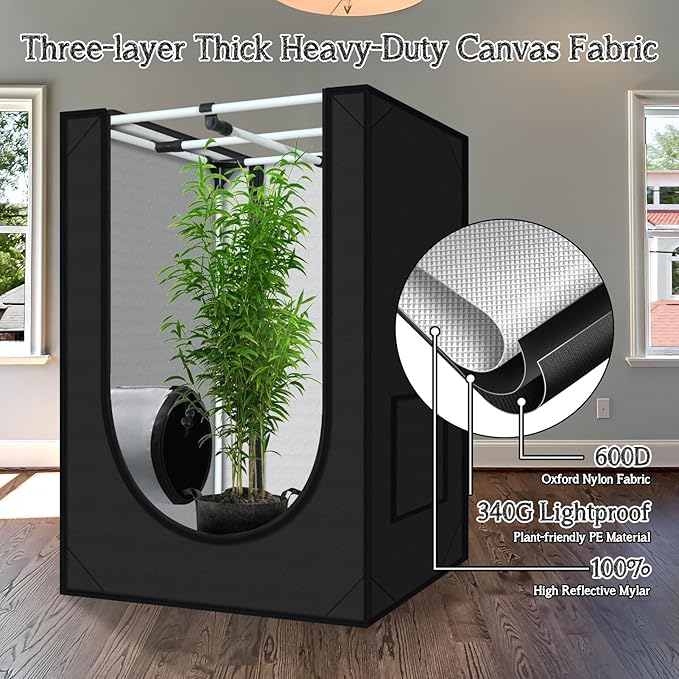 zazzy Grow Tent, 24"x24"x36" Hydroponic Mylar Grow Tent Reflective Garden Growing Dark Room with Observation Window, Removable Floor Tray and Tool Bag for Indoor Plant Growing 2'x2' - Image 6