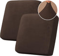 H.VERSAILTEX Velvet Stretch Couch Cushion Cover Plush Cushion Slipcover for Chair Loveseat Sofa Cushion Furniture Protector Seat Cushion Sofa Cover (2 Piece Large Sofa Cushion Covers, Brown Striped) by HVERSAILTEX