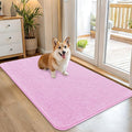OLANLY Dog Door Mat for Muddy Paws 45x27, Absorbs Moisture and Dirt, Absorbent Non-Slip Washable Doormat, Quick Dry Chenille Mud Mat for Dogs, Entry Indoor Entryway Carpet for Inside Floor, Pink by OLANLY
