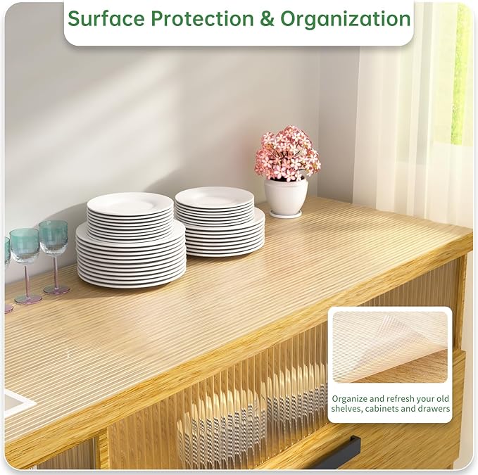 Shelf and Drawer Liner for Kitchen Cabinet, Non-Adhesive 24in x 240in Waterproof Durable Thickened EVA Material Easy-to-Cut Contact Paper Non Slip Mat for Refrigerator, Cupboard, Dresser - Image 5