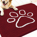 OLANLY Dog Door Mat for Muddy Paws 30x20, Paw Print Design, Absorbs Moisture and Dirt, Absorbent Non-Slip Washable Doormat, Quick Dry Chenille Mud Mat for Dogs, Entry Indoor Entryway Carpet, Red by OLANLY