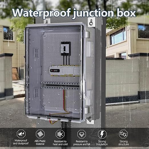 ABS Electrical Junction Box, Ventilated Design, Cable Grommets, IP65 Waterproof Enclosure, Indoor/Outdoor Use with Mounting Panel (Clear Cover, 19.7"x15.7"x7.9") - Image 3