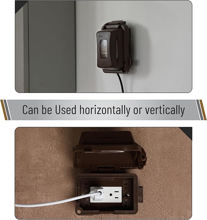 Bates- Weatherproof Electrical Outlet Cover, 1-Gang, Brown Outdoor Outlet Cover Weatherproof, Outdoor Plug Cover, Outlet Cover Box - Image 7