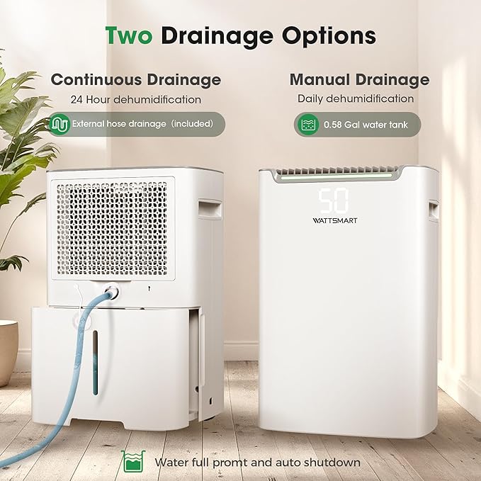 Dehumidifiers for Home with Drain Hose,75 OZ Water Tank, 4500 Sq.Ft 55 Pints Dehumidifiers for Basement, Bathroom, Bedroom, Three Modes, Smart Humidity Control, Dry Clothes, 24H Timer, White - Image 4