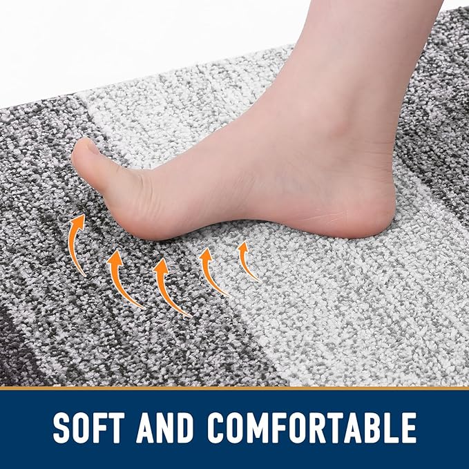 Smiry Dog Door Mat for Muddy Paws, Absorbs Moisture and Dirt, Low-Profile Entryway Mat with Non-Slip Backing, Entry Indoor Outdoor Doormat for Inside Floor (30x17 Inches, Light Grey, Striped) - Image 5