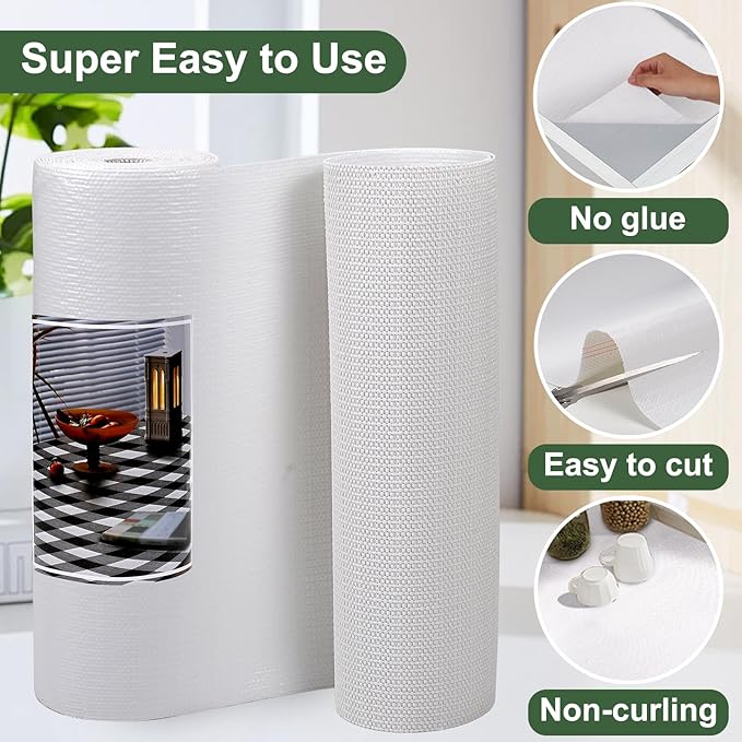Practical White Shelf Liners for Kitchen Cabinets 18" x20FT, Non-Adhesive Drawer Liner, Non-Slip Strong Grip Cabinet Liner Thickened Mats Waterproof Shelf Paper for Countertop, Cupboard, Dressers - Image 7