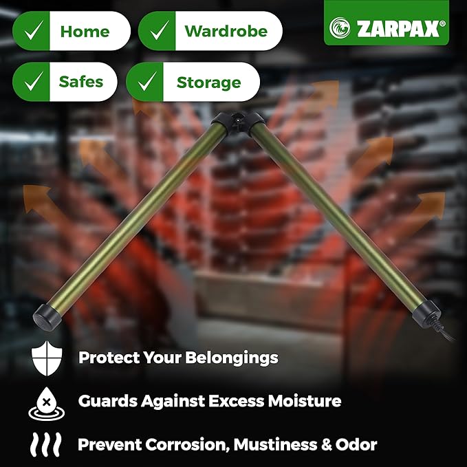 2 Pack Gun Safe Dehumidifier Rod | Dehumidifier Rod For Enclosed Spaces, Gun Safe & Vault, Cabinets | Protect Valuables & Stop Humidity, & Moisture | Foldable, 4 Mounting Brackets | 32''/81cm - Image 2