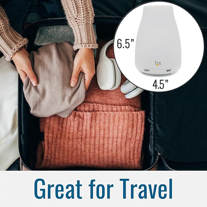 HealthSmart Essential Oil Diffuser, Cool Mist Humidifier and Aromatherapy Diffuser with 150ML Tank Ideal for Small Rooms, Adjustable Timer and Mist Mode, White - Image 7