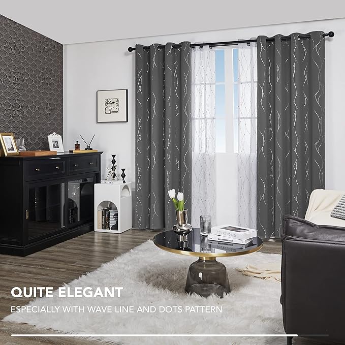 Deconovo Blackout Curtain for Bedroom, 52 x 95 Inch, Thermal Insulated Soundproof Curtains, Grommet Top, Machine Washable, Set of 2 Panels for Living Room Nursery Bedroom Apartment Home, Light Gray - Image 5