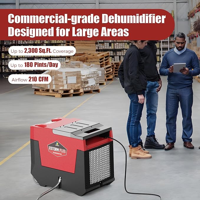 ARGENDON Commercial Dehumidifier with Pump 180PPD Dehumidifier Basement Suit for 2,300 Sq.Ft Space with Drain Hose for Crawl Spaces, Industry Use, Garage, Whole House, limited 5-Year-Warranty - Image 4