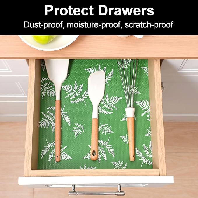 Cooyes Shelf Liner Drawer Liners, Shelf Liners for Kitchen Cabinets, Non-Adhesive Cabinet Liner, EVA Waterproof Non-Slip Refrigerator Liners for Kitchen Drawers（23.6" W x 118" L） - Image 2