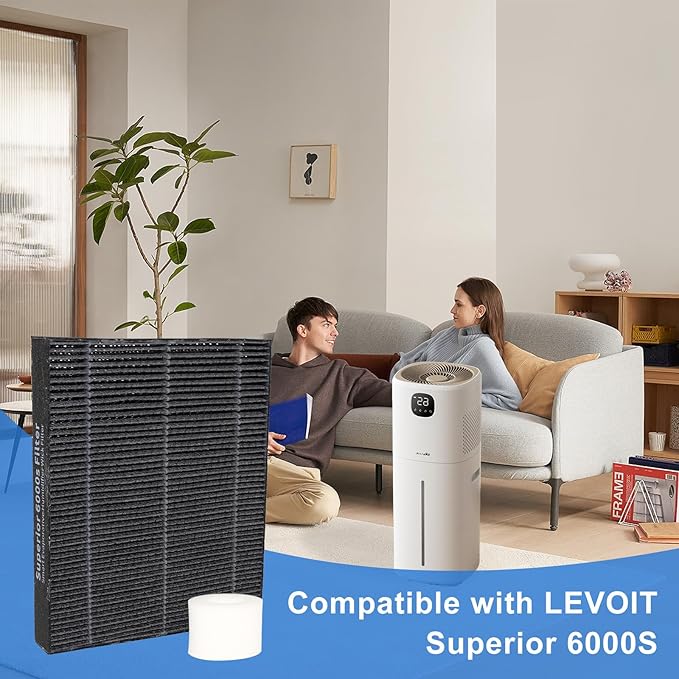 4-Pack Replacement Humidifier Filters Compatible with LEVOIT Superior 6000S Smart Evaporative Humidifier + 2 Top Fill Humidifier Replacement Filters Compatible with LEVOIT Humidifiers + Brush - Image 6