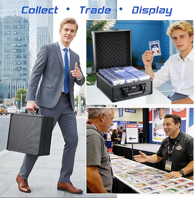 Card Storage Box for 3" x 4" 35pt Toploaders, Sports Cards Case with Lock, Trading Card Storage Box Holds 390 Top Loaders or 99 Magnetic Holders, Card Collection Box for Collectors - Image 6