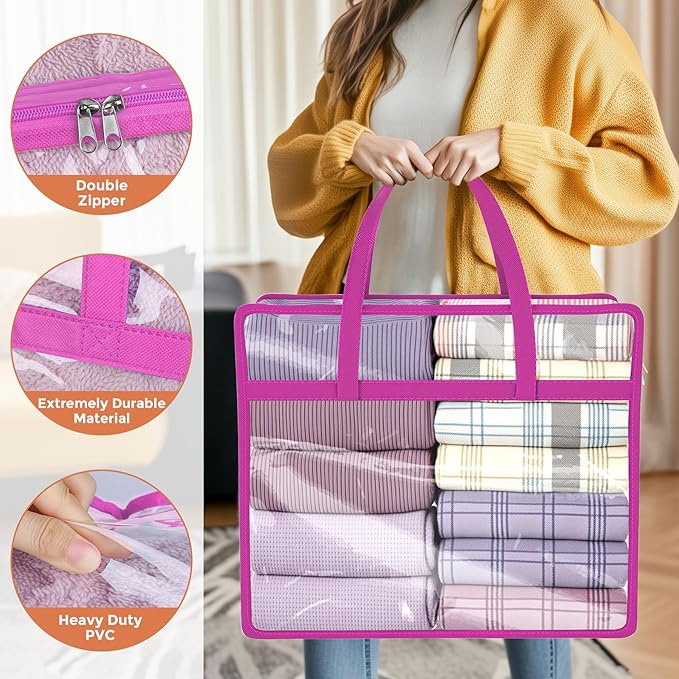 Budding Joy Clear Zippered Storage Bags for Clothes,40L Closet Organizers and Storage Containers Vinyl Moving Bag for Bedding, Linen, Blankets, Comforters, Clothing & Toys - Image 3