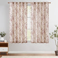 jinchan Linen Blend Curtain Floral Curtains for Living Room 63 Inch Length Farmhouse Brick Red Printed Curtain Rod Pocket Back Tab Peony Flower Patterned Drapes Curtains Set 2 Panels by JINCHAN