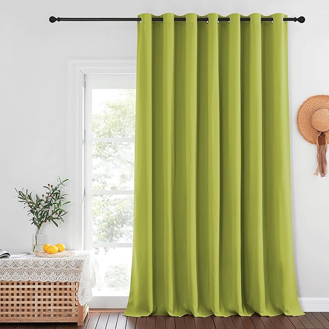 NICETOWN Blackout Curtains for Sliding Glass Door Room Divider Noise Reduce Curtain Panel Portable Window Screen Sliding Partition, W100 x L102 inches, 1 Panel, Fresh Green by NICETOWN