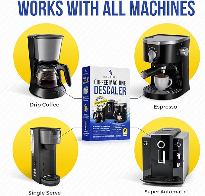 Descaling Powder Solution (6-Uses) Coffee Machine Descaler Cleaner | Compatible with Breville Keurig Nespresso Delonghi Ninja | To Descale Automatic Coffee Pots & Makers & Espresso Machines - Image 2