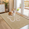 OLANLY Dog Door Mat for Muddy Paws 54x32, Paw Print Design, Absorbs Moisture and Dirt, Absorbent Non-Slip Washable Doormat, Quick Dry Chenille Mud Mat for Dogs, Entry Indoor Entryway Carpet, Beige by OLANLY