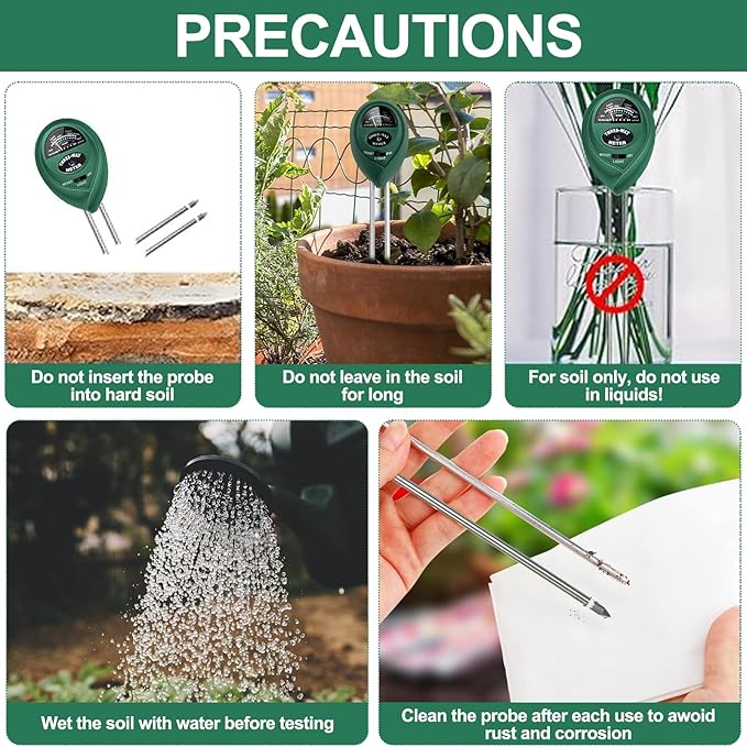 2 Pack Soil Tester, 3-in-1 Plant Moisture Meter Light and PH Tester Garden Lawn Farm, Indoor and Outdoor Use, Soil Test Kit Acidity Water - Image 7