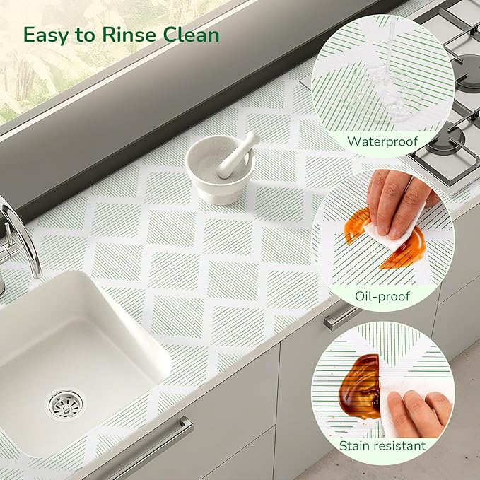Drawer and Shelf Liner for Kitchen, Non-Slip Non-Adhesive Cabinet Liners for Cupboard, Dresser, Shelves, Tool Box, Pantry, Thickened Easy Install, Strong Grip, 17.5In x 20FT, Green - Image 4