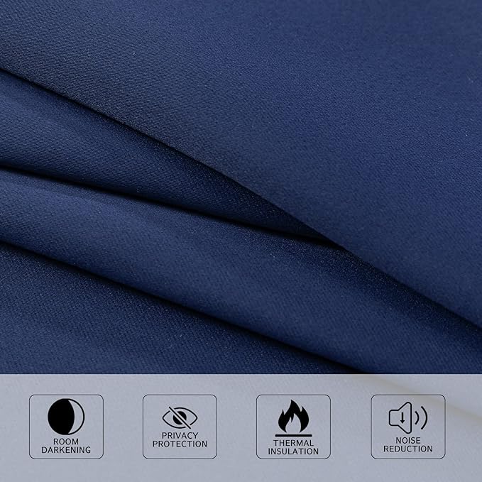 MYSKY HOME Navy Blue Blackout Curtains, 80 x 52 Inch, Grommet, Privacy, Room Darkening, Single Panel, Living Room/Bedroom - Image 4