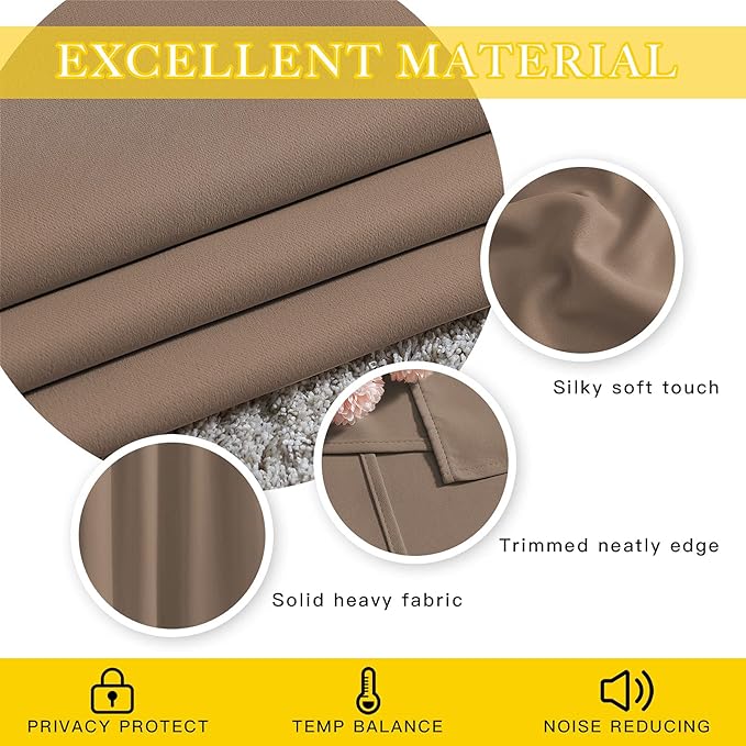 NICETOWN Blackout Blinds for Patio Door, Sliding Door Insulated Blackout Curtains, Extra Wide Curtain with Grommet Top for Villa/Hall/Parlor (Cappuccino, 1 Panel, 80” W x 108“ L) - Image 5