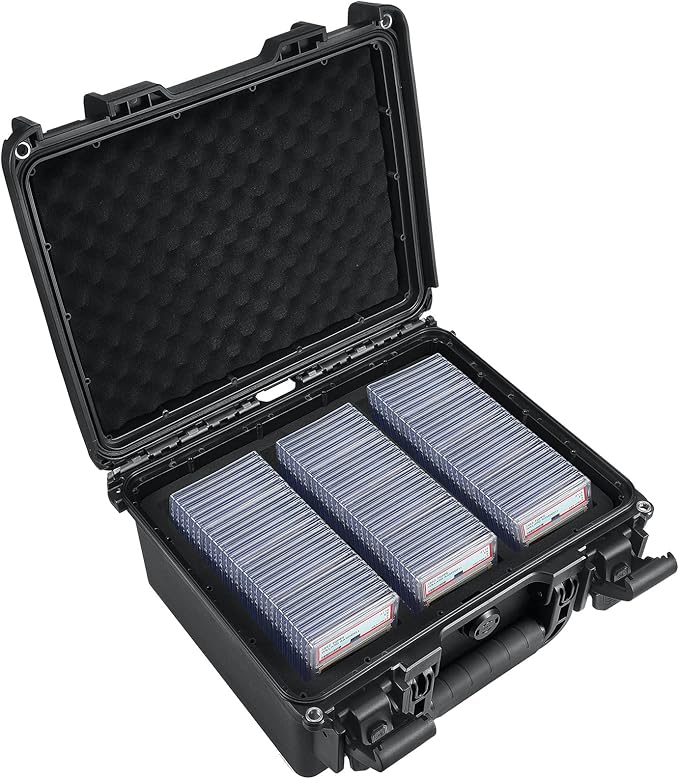 Waterproof Graded Card Storage Box Compatible with 102 Slabs, Sports Trading Card Case Fits PSA, CSG, BGS, CGC, SGC, Magnetic Cards Holder and Top Loaders by Migitec