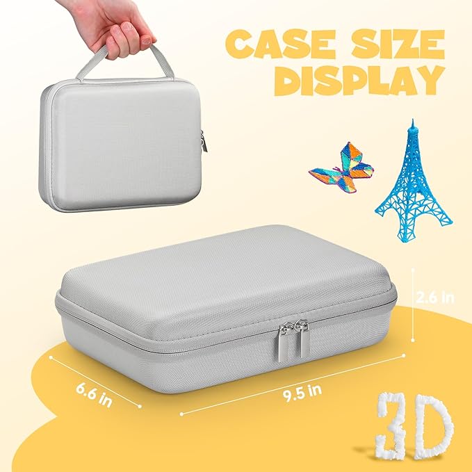Case Compatible with 3Doodler Start+ Essentials for 3D Pen Set for Kids, Carrying Holder Fit for Printing Pens, Storage Organizer for Printing Filament Refill, Micro-USB Charger (3D-05-Grey) - Image 3