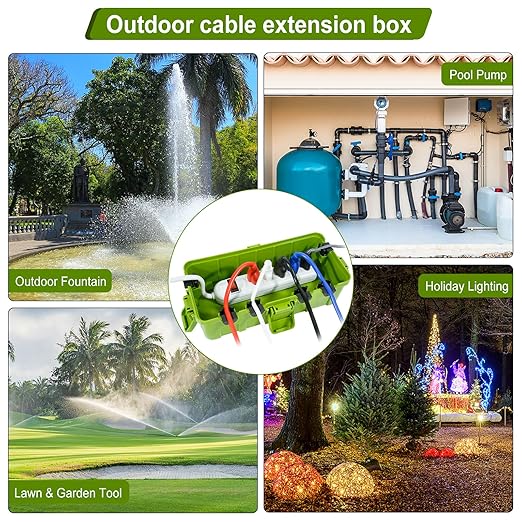 [2 Pack] Outdoor Electrical Box Waterproof, OUTDSPLY Medium Outdoor Electrical Box (11.6x5.2x4.1 inch)w/ 6 Cable Entry, Weatherproof Connection Box for Power Strip, Plug, Timer, Holiday Lights, Green - Image 7