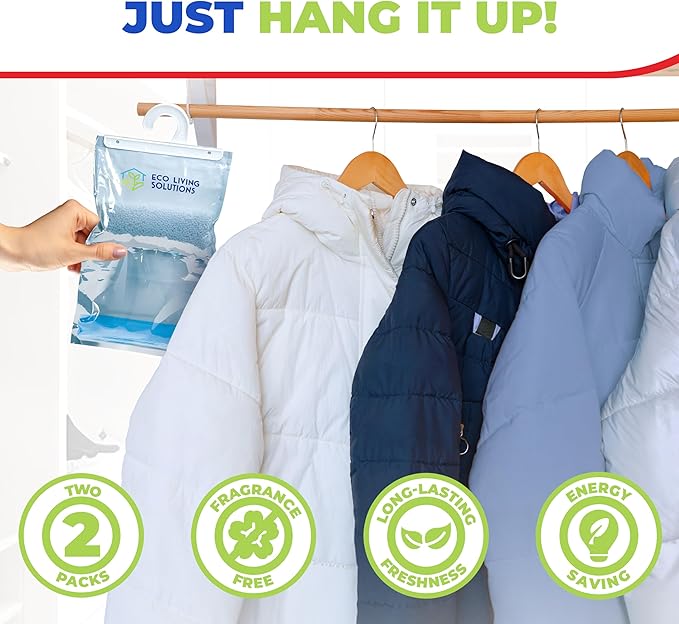 Moisture Absorber Packets, Fragrance Free, Humidity Absorber, Hanging Closet Dehumidifier Bags, Eliminates Odors for Fresher Air, Ideal for Closet - Image 6