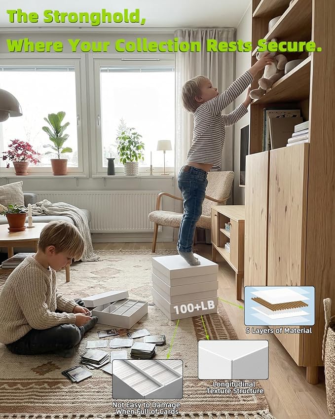 Trading Card Storage Box with 4 Cards Stoppers, 3200 Count Cardboard Storage Box for Sports, Tcg, Mtg, Standard Card, Bulk Collectible Trading Cards (1-Pack) - Image 7