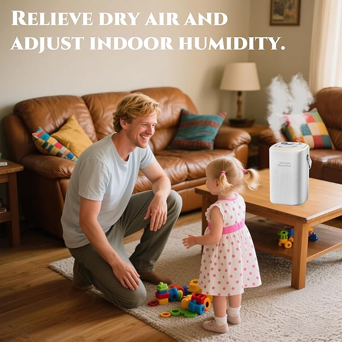 Humidifier for Bedroom 1.3l Plug In Easy Clean Humificador Smart Portable Air Small Desktop Humifier for Home Bedside Nightstand Office Desk Hotel Plants Indoor,Dorm Room Essentials - Image 4