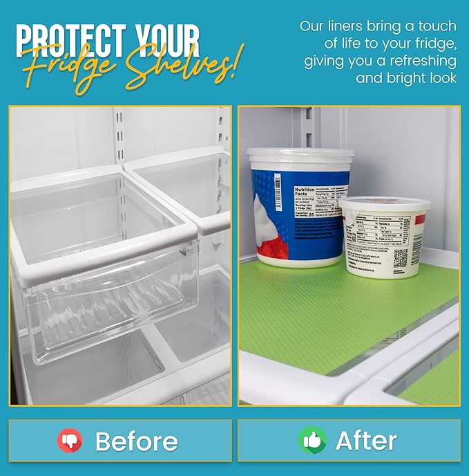 Refrigerator Liners for Shelves (12 Pack) by Linda’s Essentials - Non-Adhesive Shelf or Drawer Liner, BPA-Free Fridge Mats for Kitchen & Cabinets, Easy to Clean, Ideal Household Essentials (Green) - Image 6