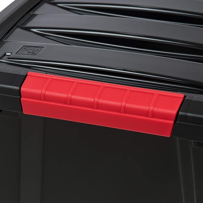 IRIS USA 19 QT Plastic Storage Box with Lid and Latches - 6 Pack - BPA-Free, Garage Organizing Solution, Durable Nestable Stackable Containers, Secure Pull Handle - Black - Image 5
