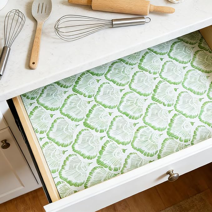 Drawer and Shelf Liner - Green Banana Leaf Pattern,Non Adhesive Non Slip Waterproof Easy-Clean Liner for Kitchen Cabinet, Refrigerator, Bathroom, Pantry Storage Drawers, 12 in x 20 Ft. - Image 2